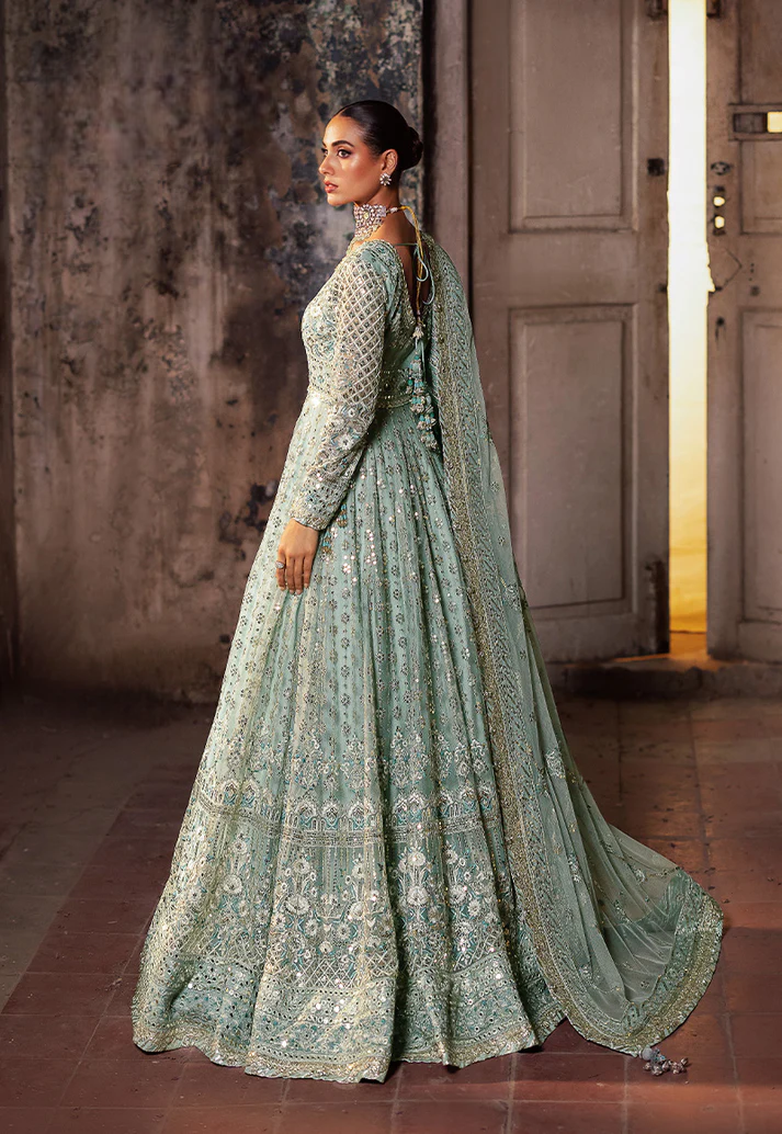 Mint Silver - 3 Piece Heavy Embroidered Maxi | Ready To Wear