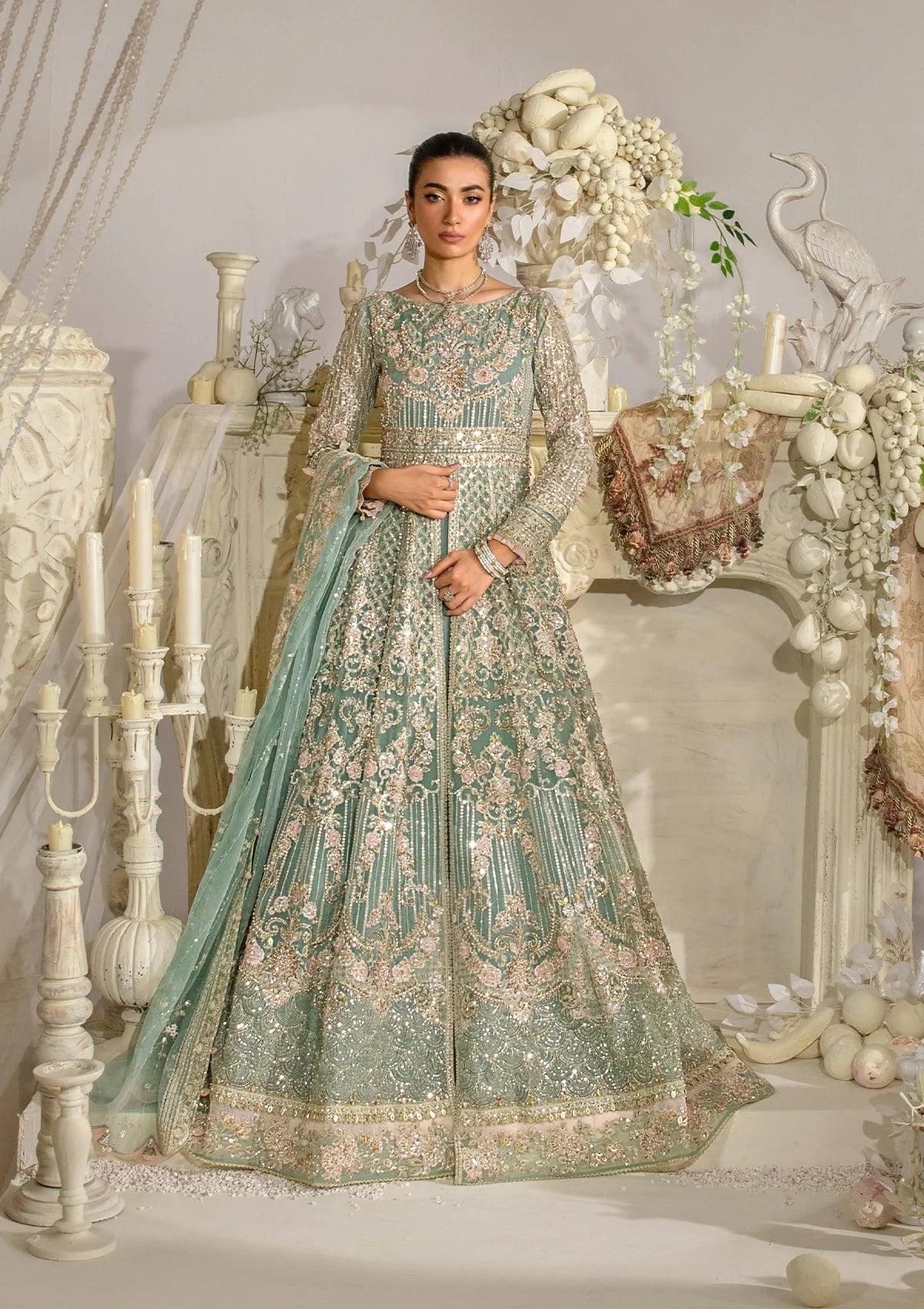 Mint Green Embroidered Net Maxi Suit | Ready to Wear