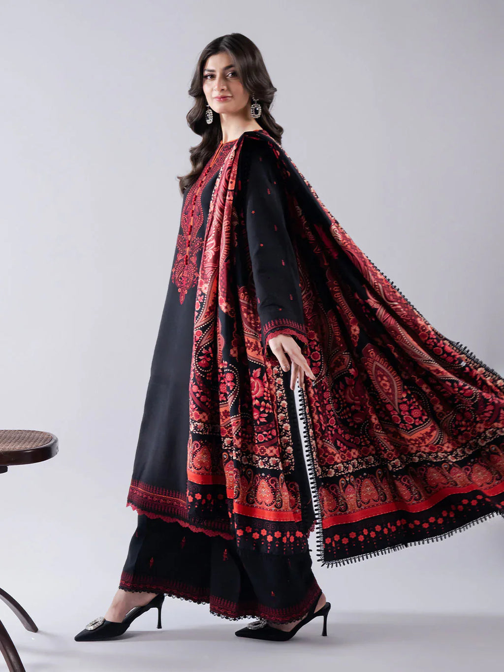 03-Piece Lawn Suit With Embroidery - Ready To Wear