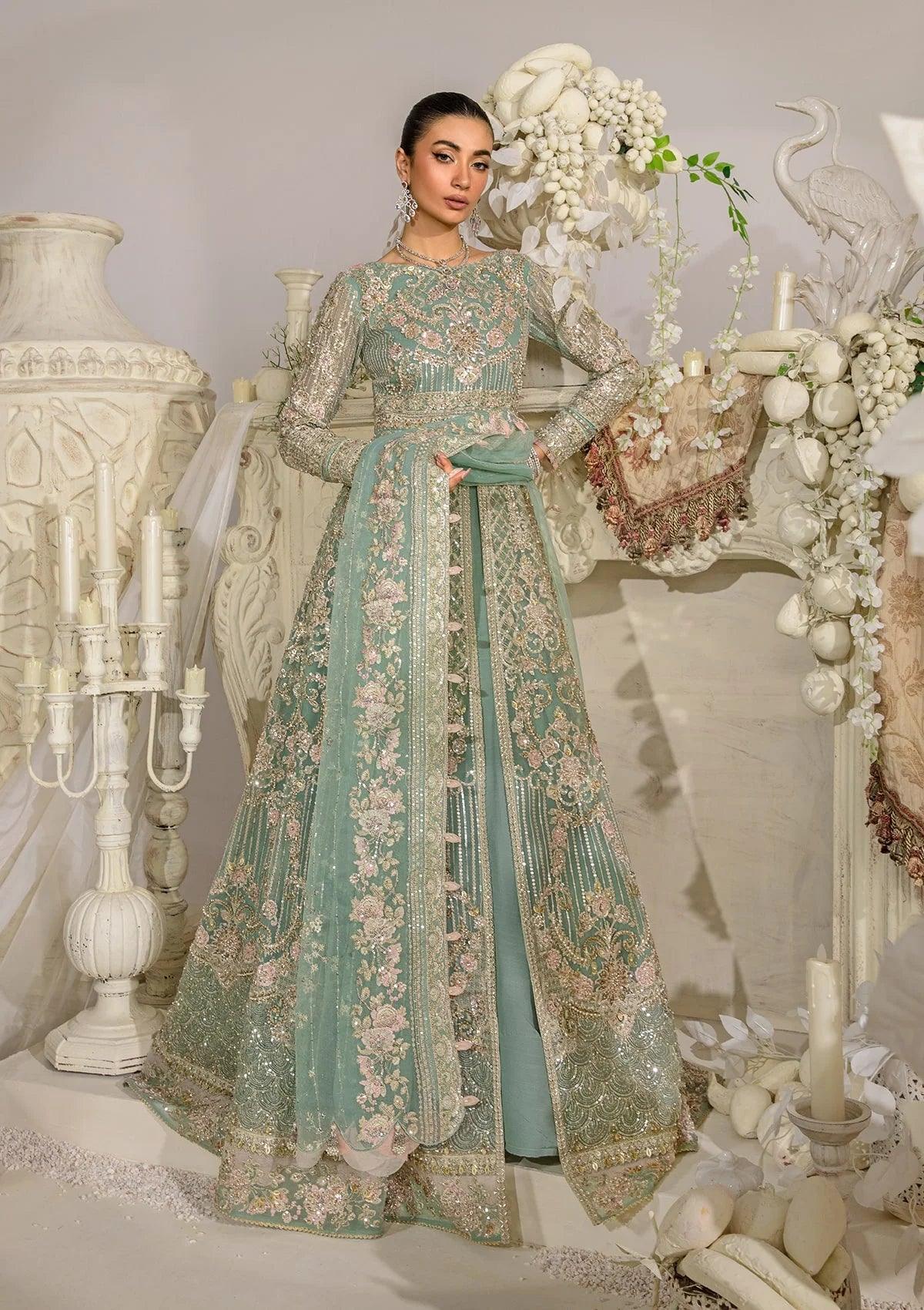 Mint Green Embroidered Net Maxi Suit | Ready to Wear