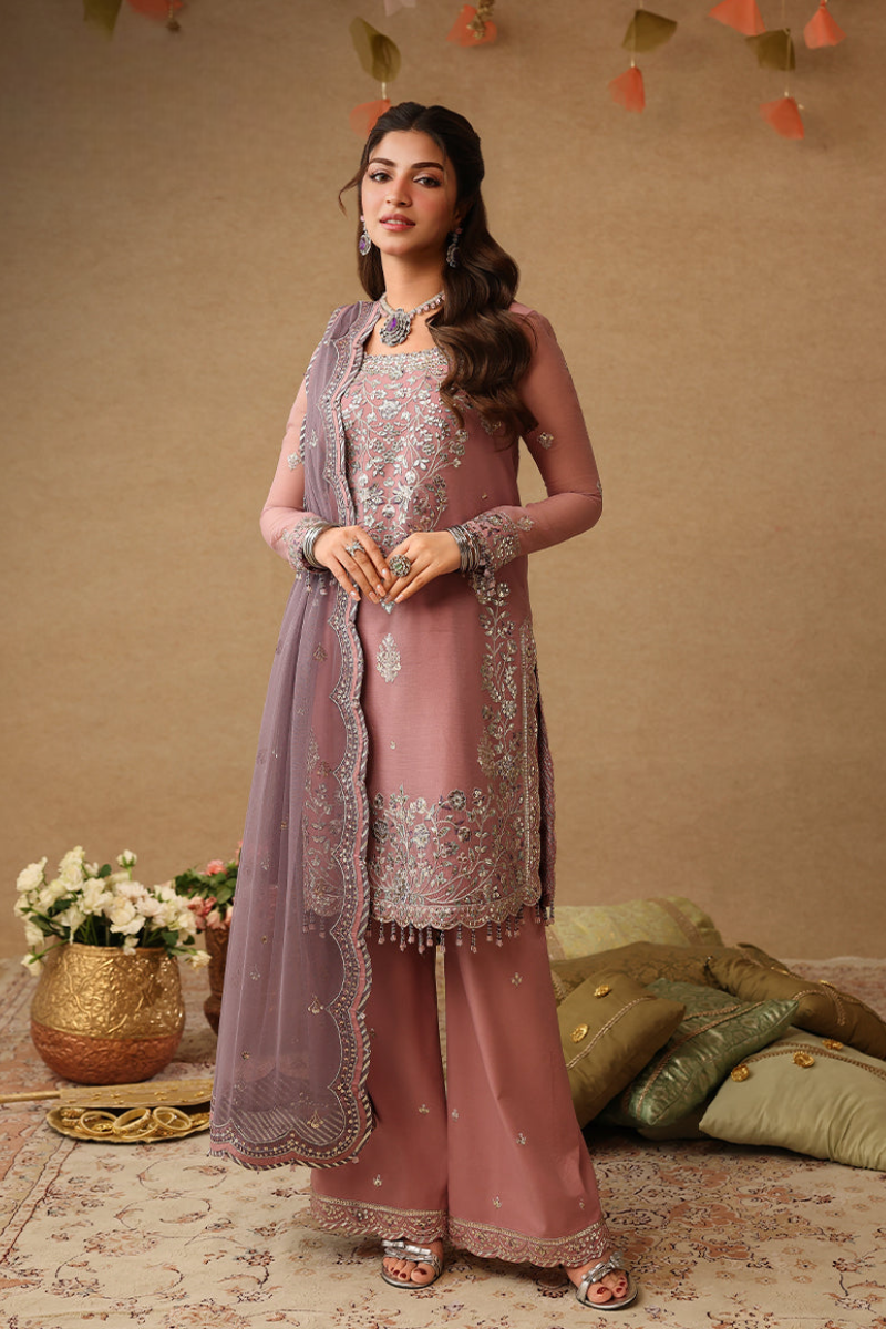 Mauve Chiffon Ready to Wear Adda Work Festive Suit