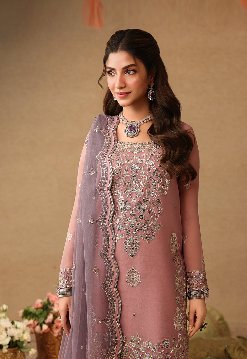 Mauve Chiffon Ready to Wear Adda Work Festive Suit