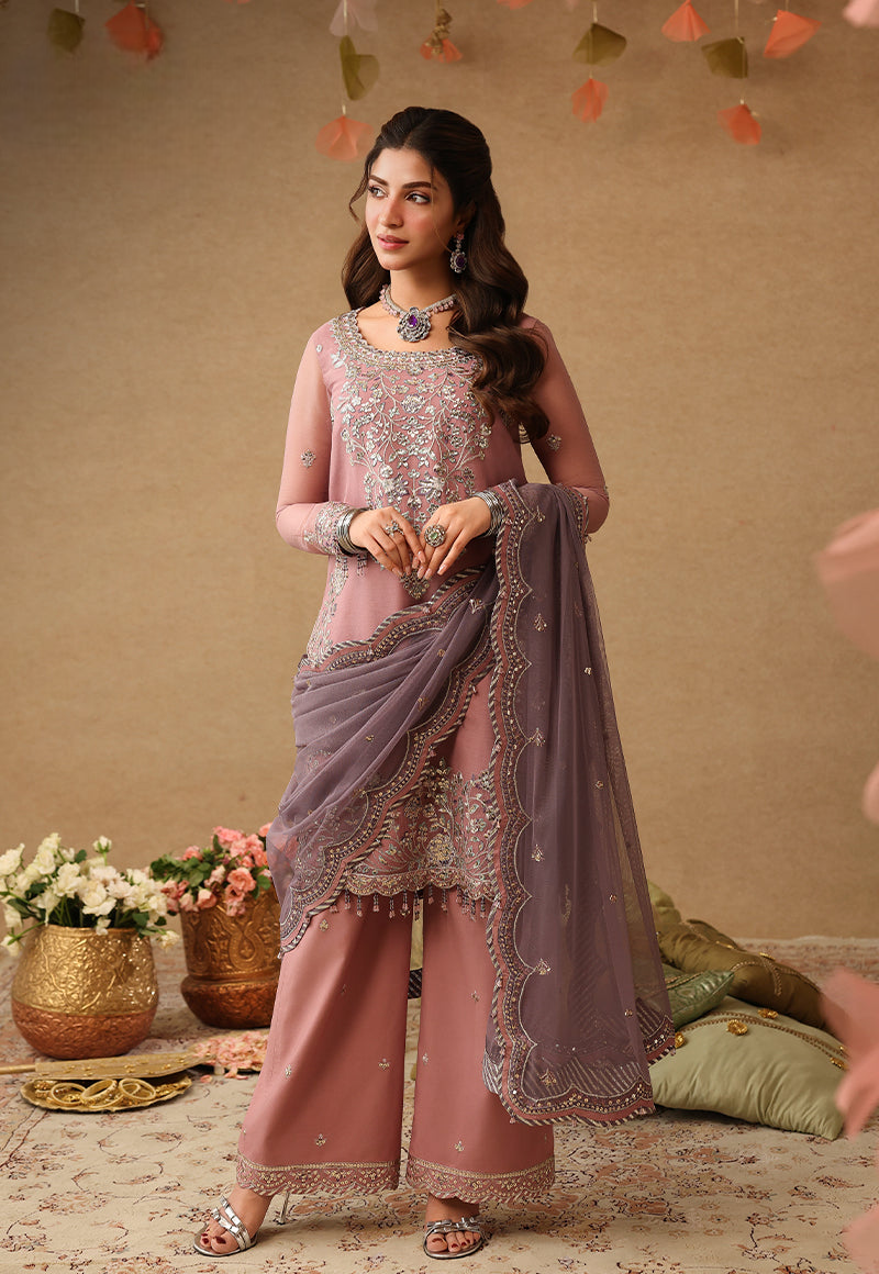 Mauve Chiffon Ready to Wear Adda Work Festive Suit