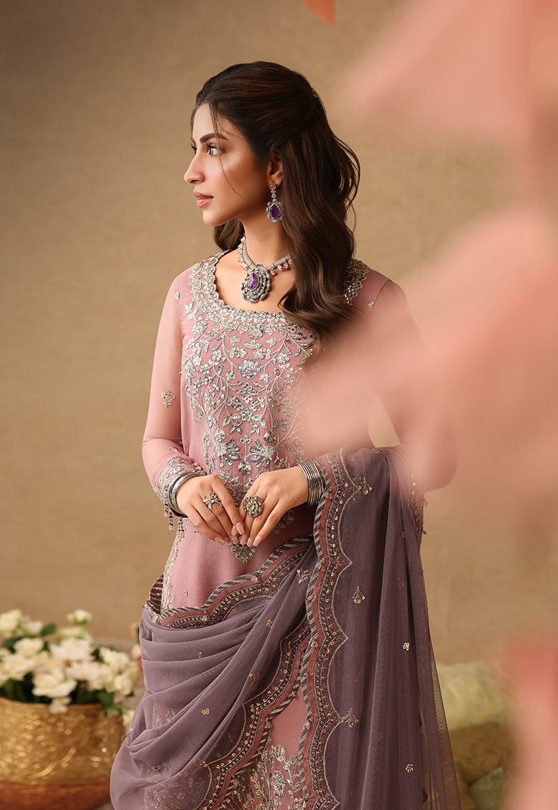 Mauve Chiffon Ready to Wear Adda Work Festive Suit