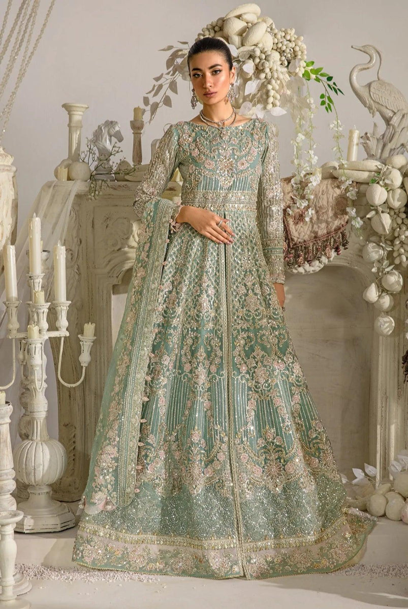 Mint Green Embroidered Net Maxi Suit | Ready to Wear