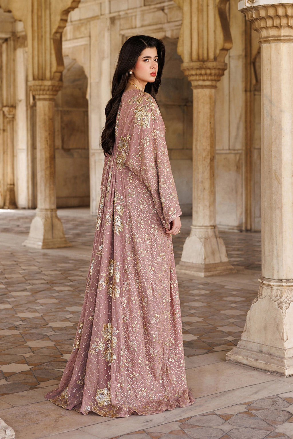 Long Sequined Chiffon Gown Set | Ready to Wear