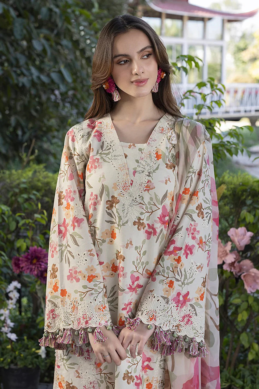 Crimson Embroidered & Printed Lawn 3-Piece Dress