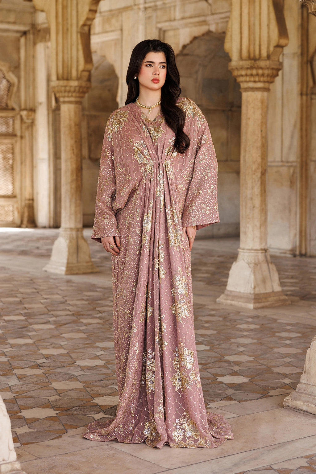Long Sequined Chiffon Gown Set | Ready to Wear