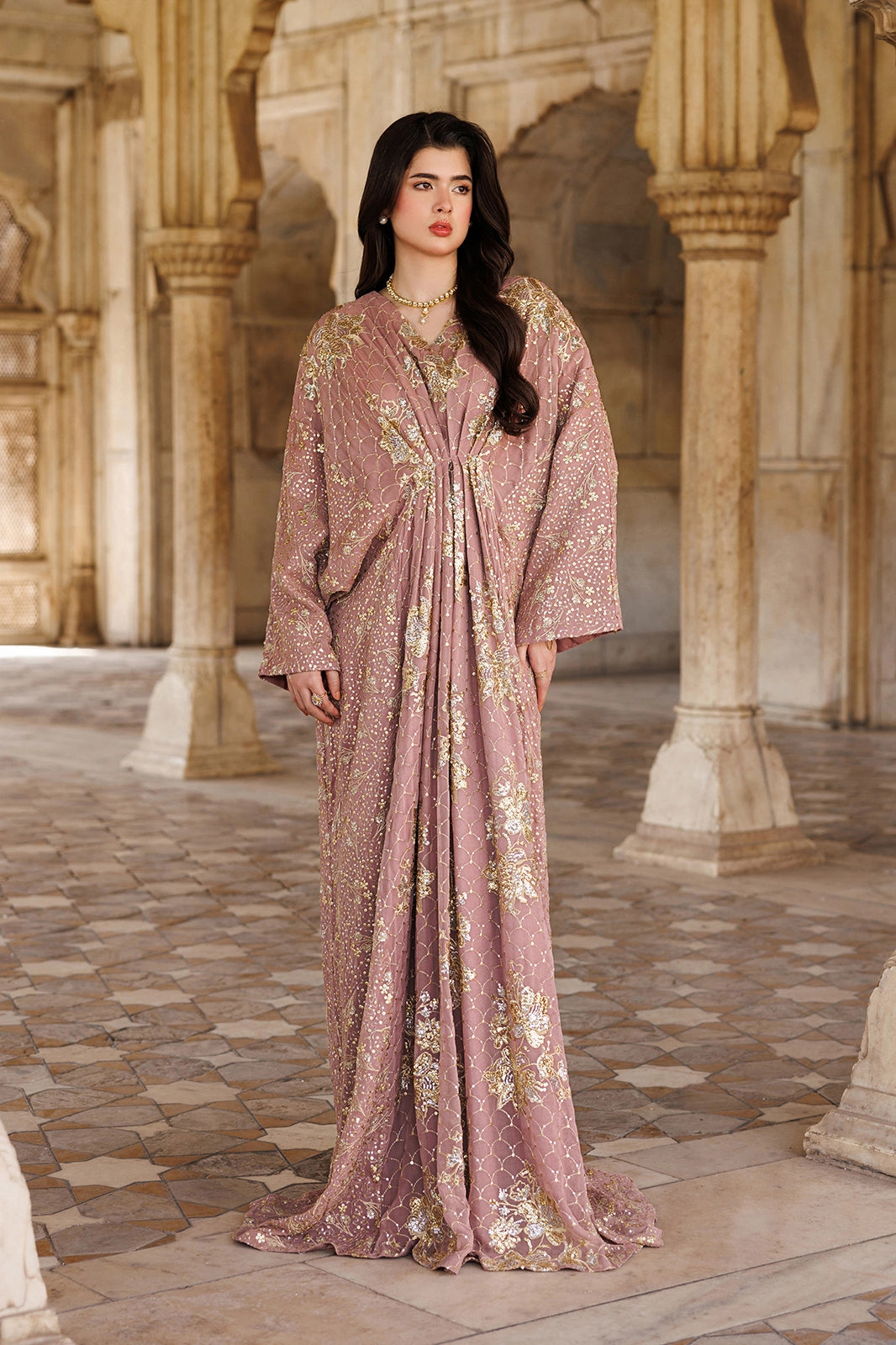 Long Sequined Chiffon Gown Set | Ready to Wear