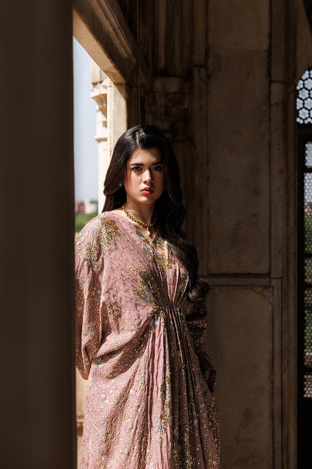 Long Sequined Chiffon Gown Set | Ready to Wear