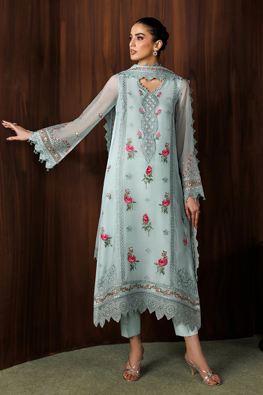 Embroidered Chiffon Suit with Cut Work Dupatta | Ready to Wear
