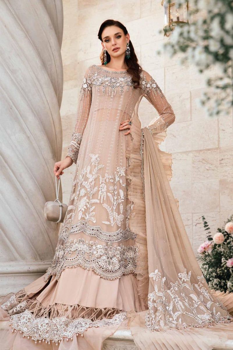 Nude Beige Heavy Hand Embellished Chiffon Luxury Suit |Ready to Wear