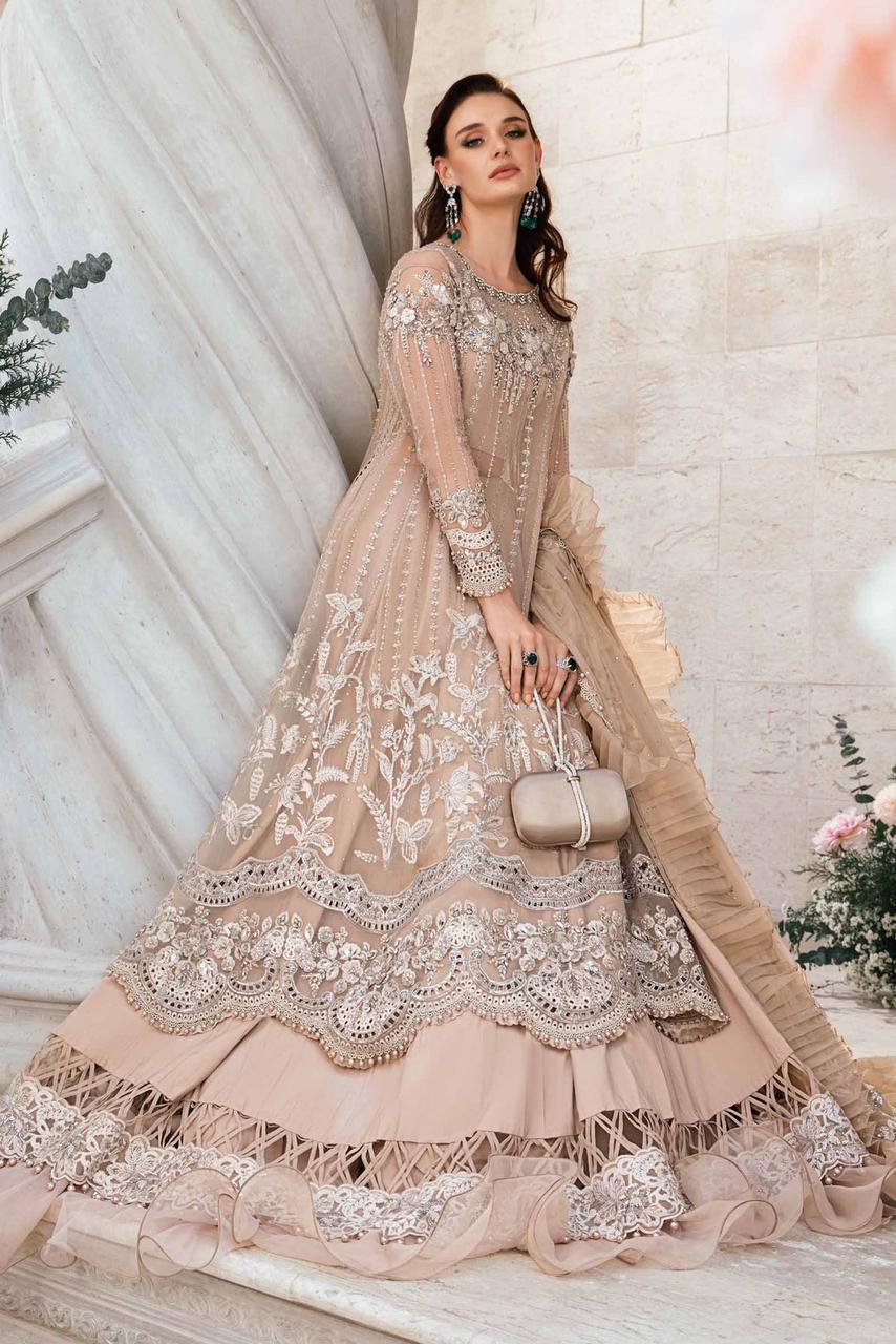 Nude Beige Heavy Hand Embellished Chiffon Luxury Suit |Ready to Wear