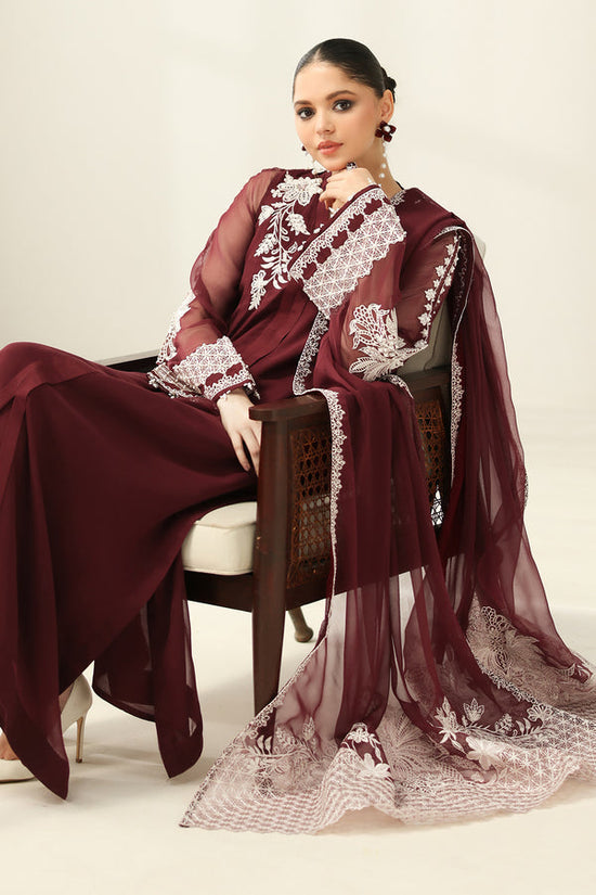 Luxury Maroon Cationic Chiffon Embroidered Suit | RTW