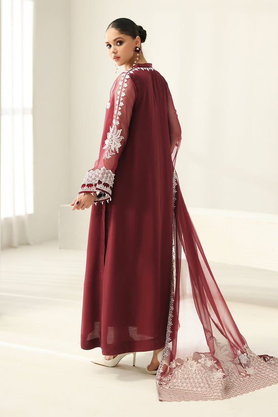 Luxury Maroon Cationic Chiffon Embroidered Suit | RTW