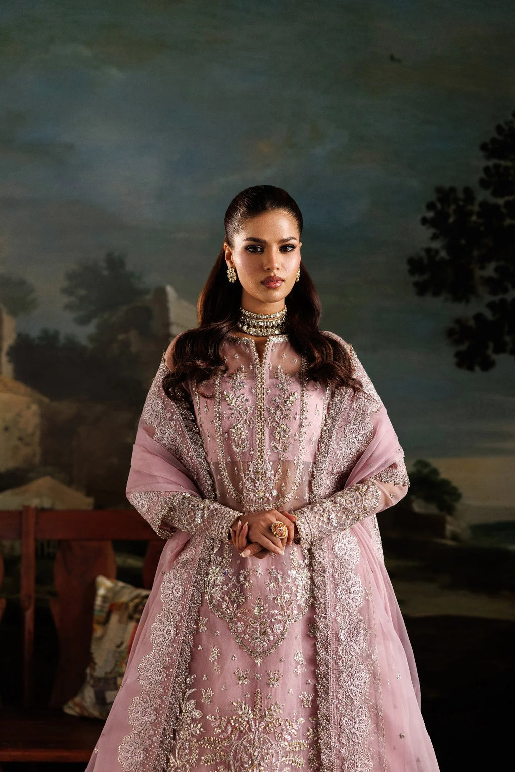 Blushing Pink Organza Ready to Wear Embroidered Lehenga Suit