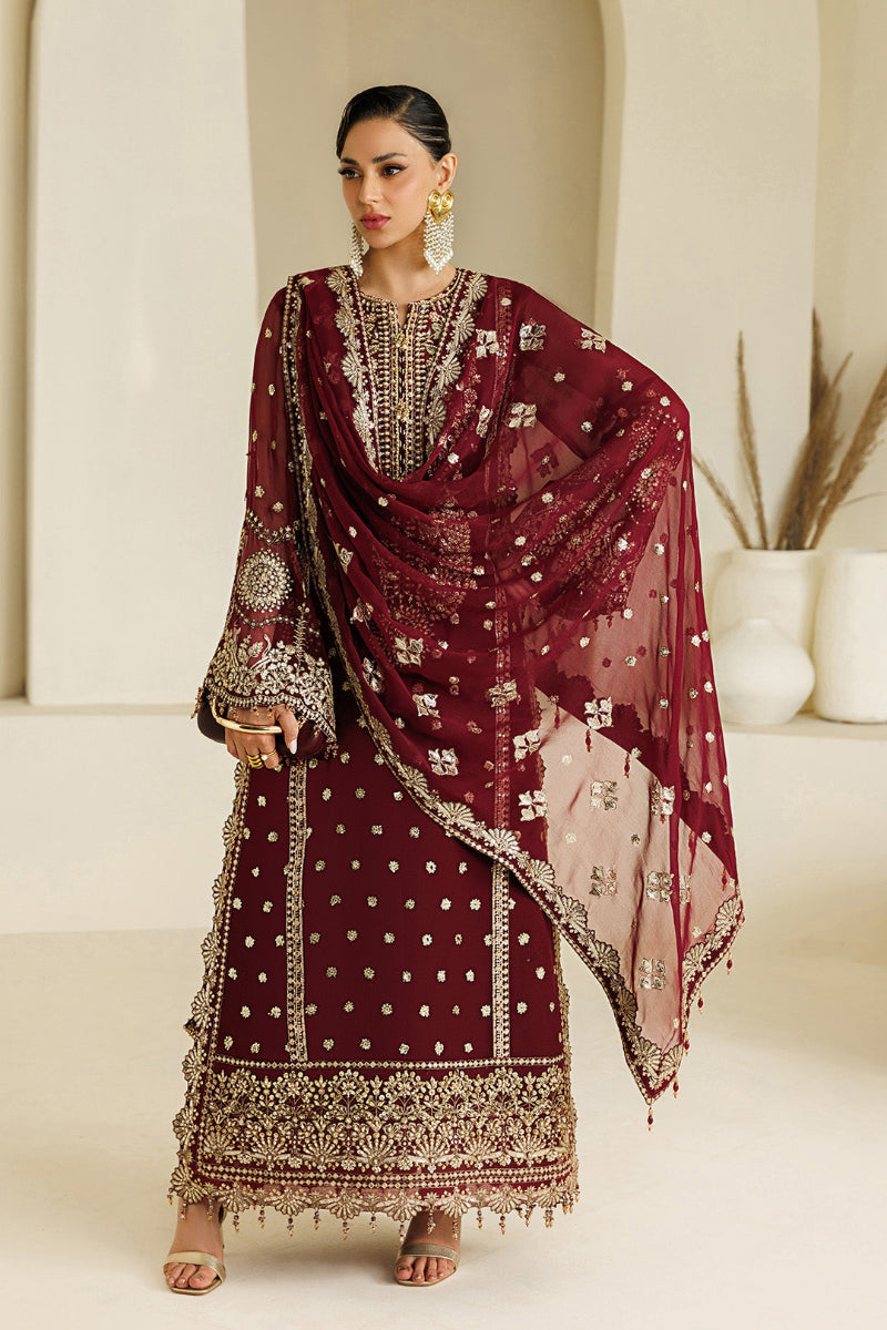 Maroon Sequence Embroidered Chiffon Festive Suit | RTW