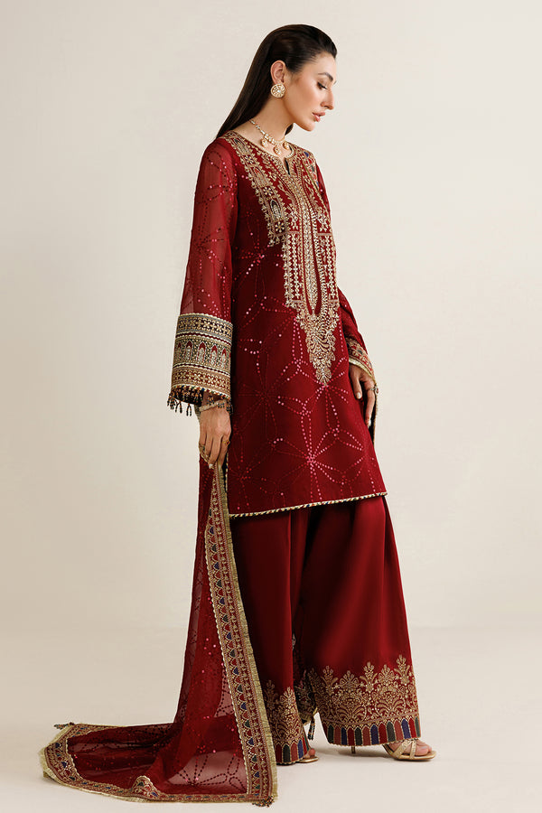 Red Sequined Chiffon Suit |Ready to Wear