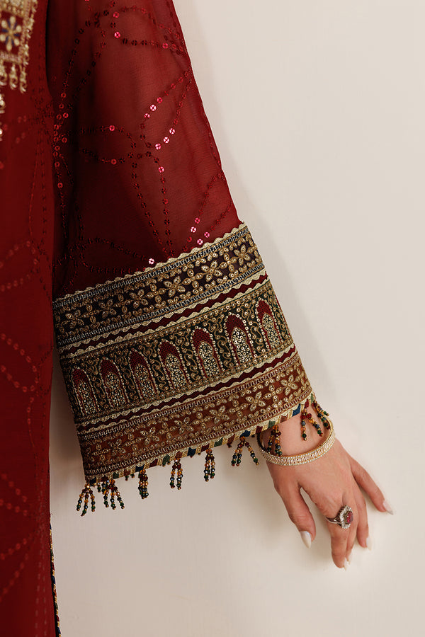 Red Sequined Chiffon Suit |Ready to Wear