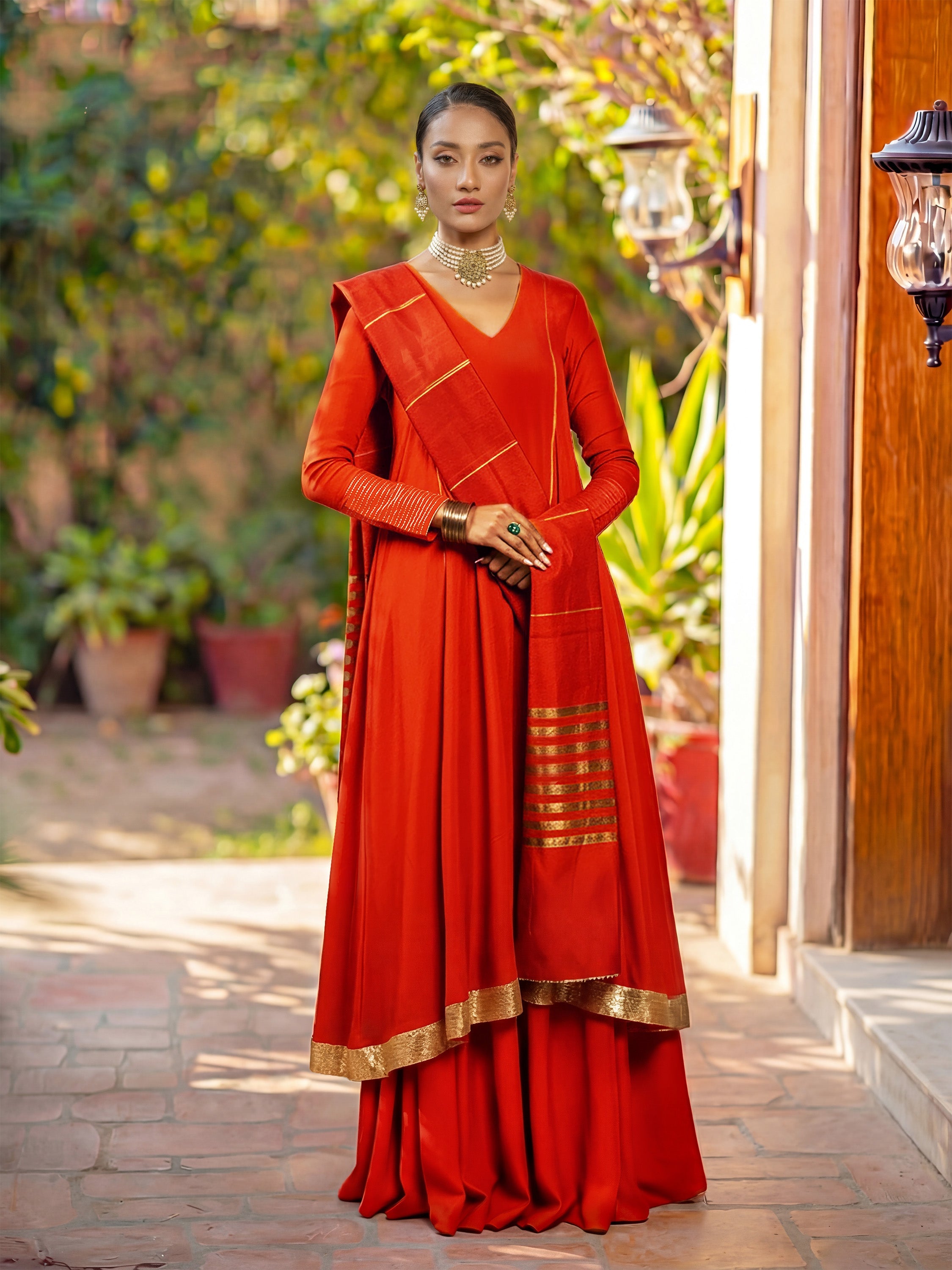 ZAIRA - RUST PISHWAS SET