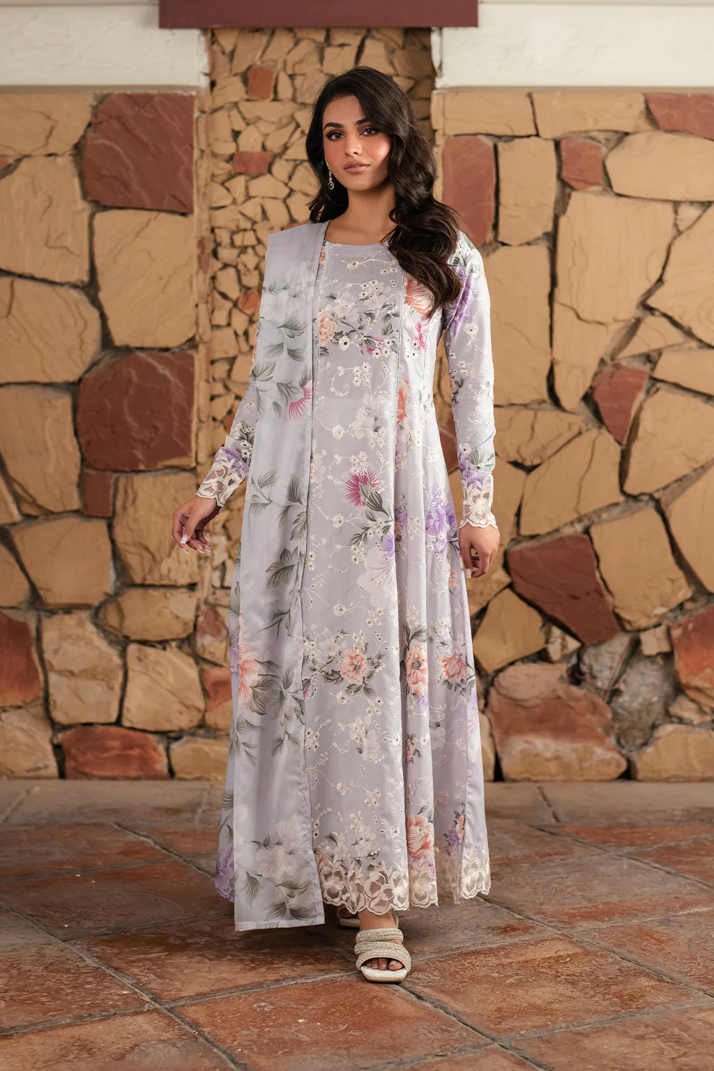 3 Piece Stitched Lawn Dress -  Ready  to  Wear
