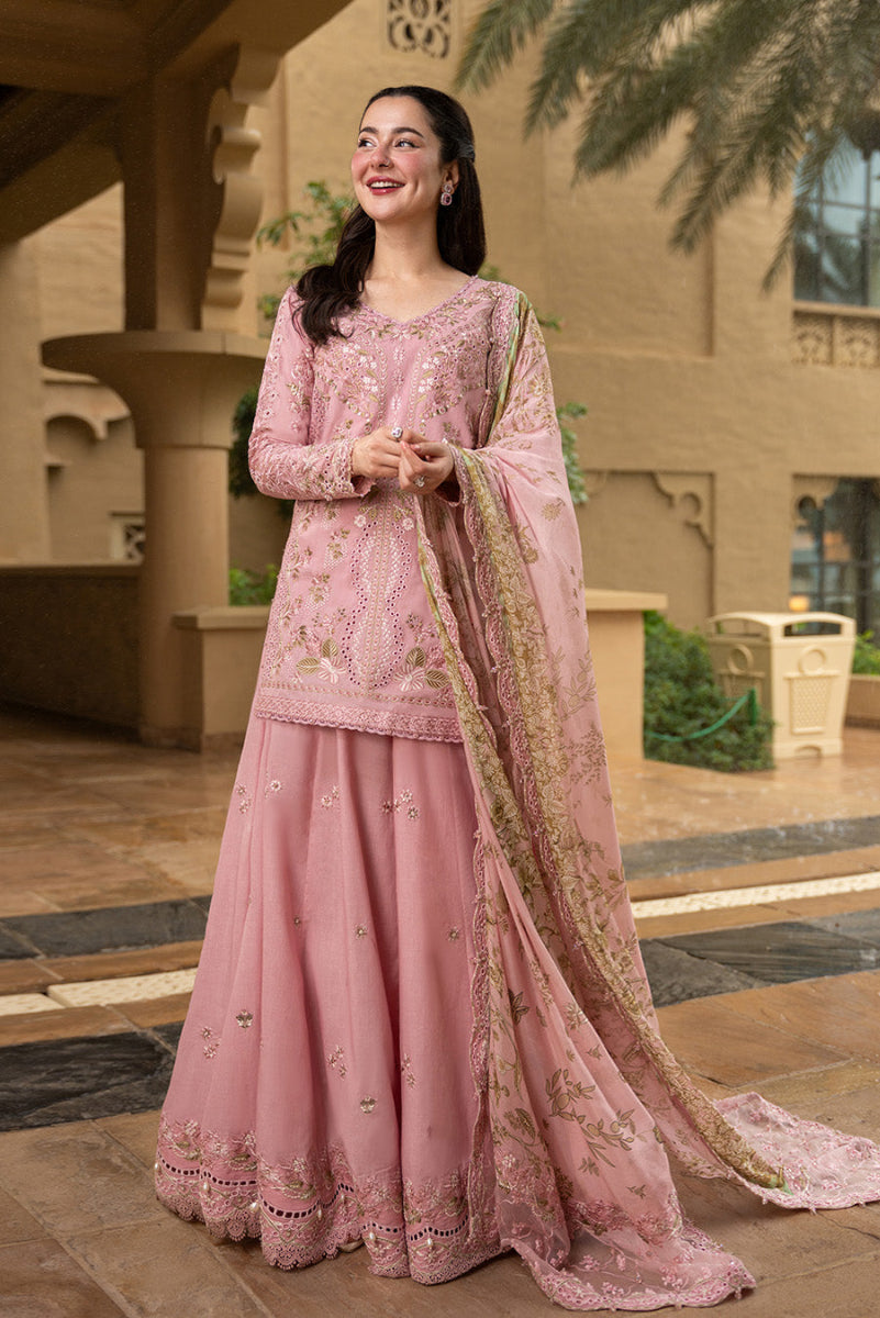 Pastel Tea Pink Embroidered Lawn Suit | Sharara Set | Ready-to-Wear