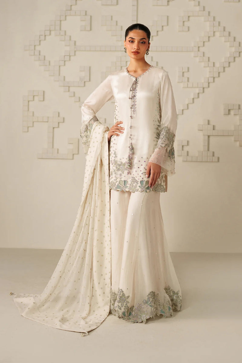 Ivory Bamber Chiffon Ready to Wear Embroidered Festive Suit