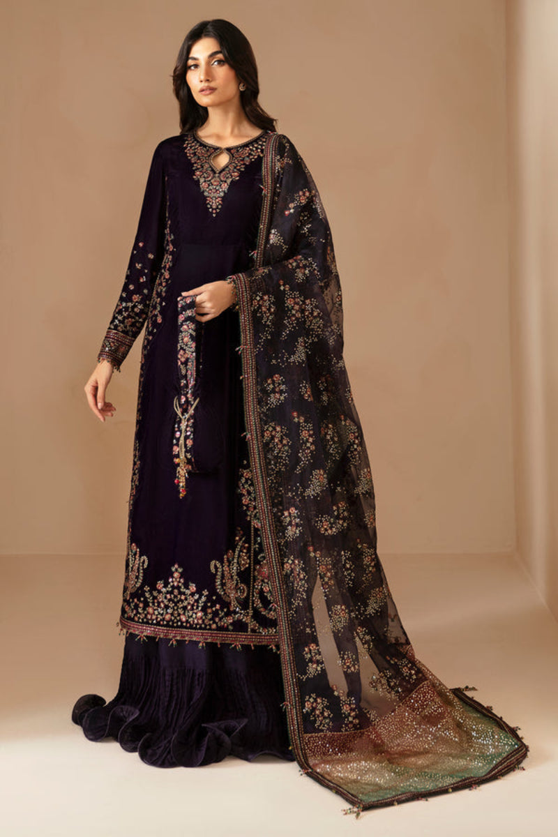 Royal Midnight Pure Velvet Embroidered Festive Suit | RTW