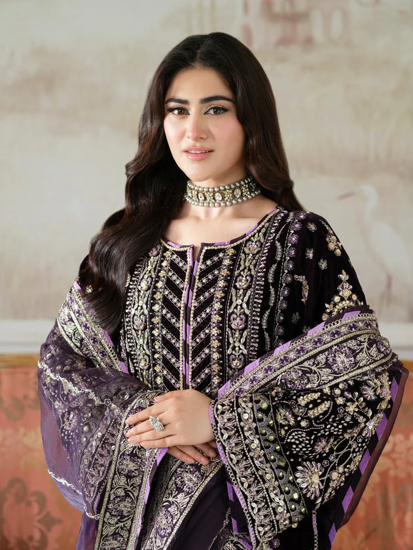 Royal Purple Zari and Sequence Handcrafted Festive Suit | RTW