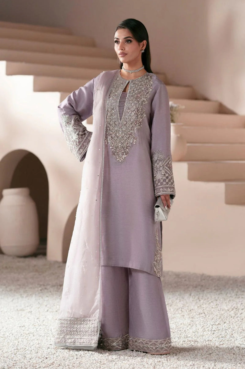 Smoked Lavender - Silk Suit With Organza Dupatta | Ready To Wear