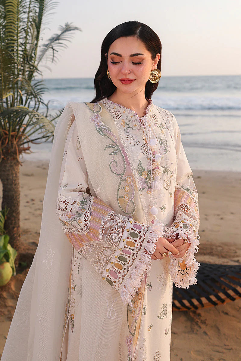 Ethereal White - 3 Piece Cotton Suit | Ready To Wear