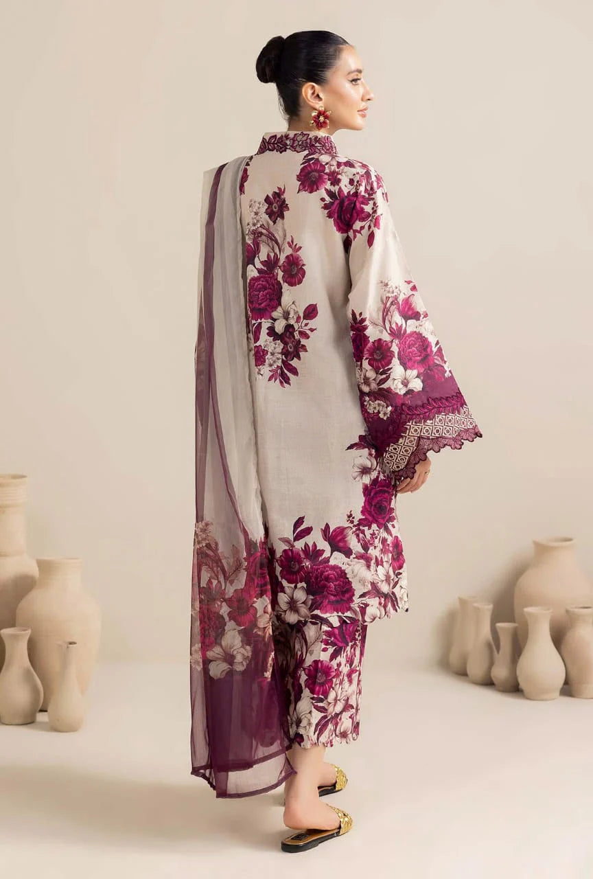 Ivory & Plum - Printed Lawn Suit With Chiffon Dupatta | Ready to Wear