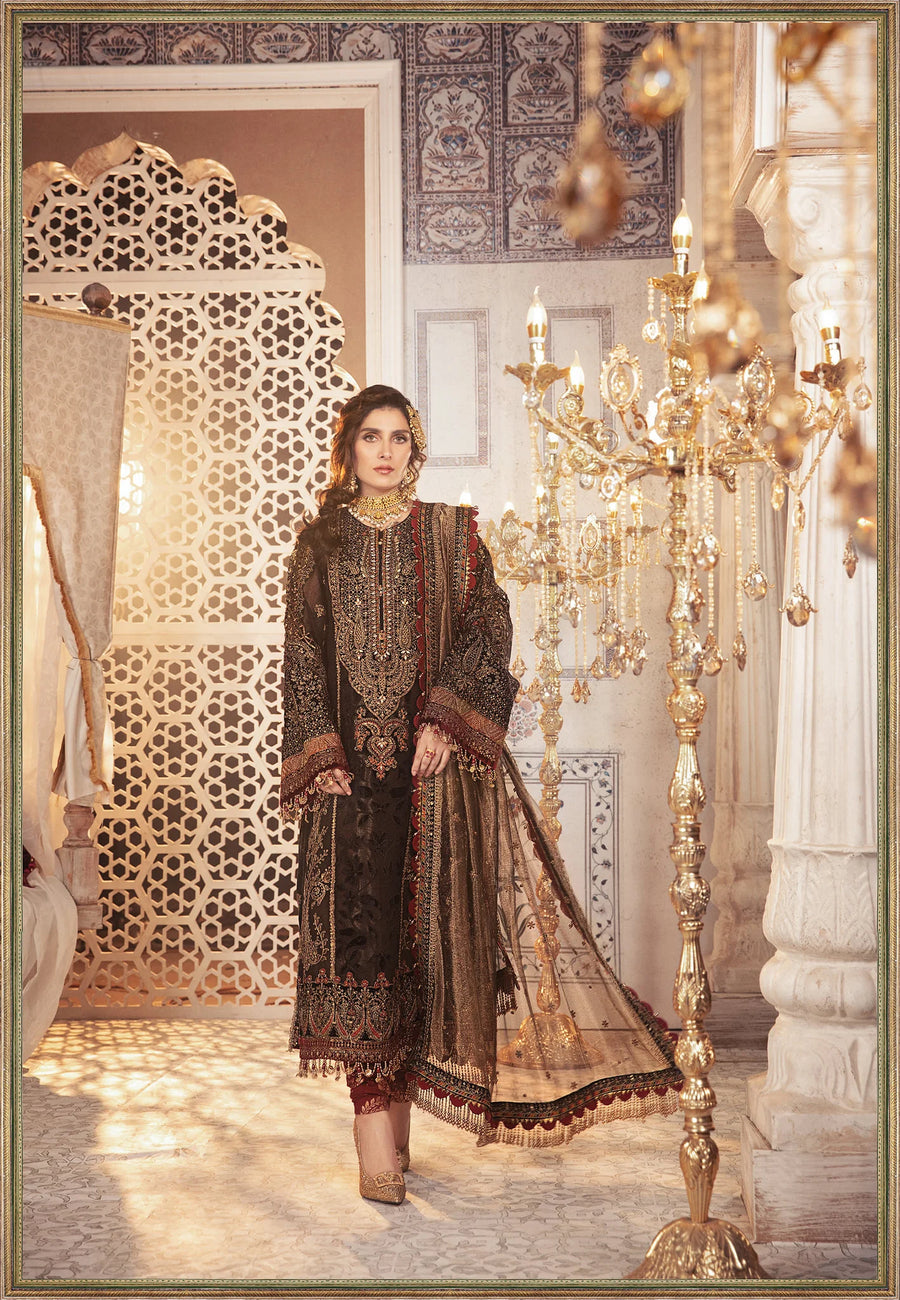 Black and Gold Heavy Embroidered Masoori Luxury Suit |Ready to Wear