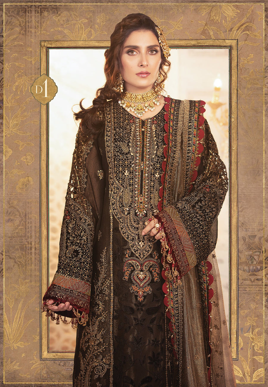 Black and Gold Heavy Embroidered Masoori Luxury Suit |Ready to Wear