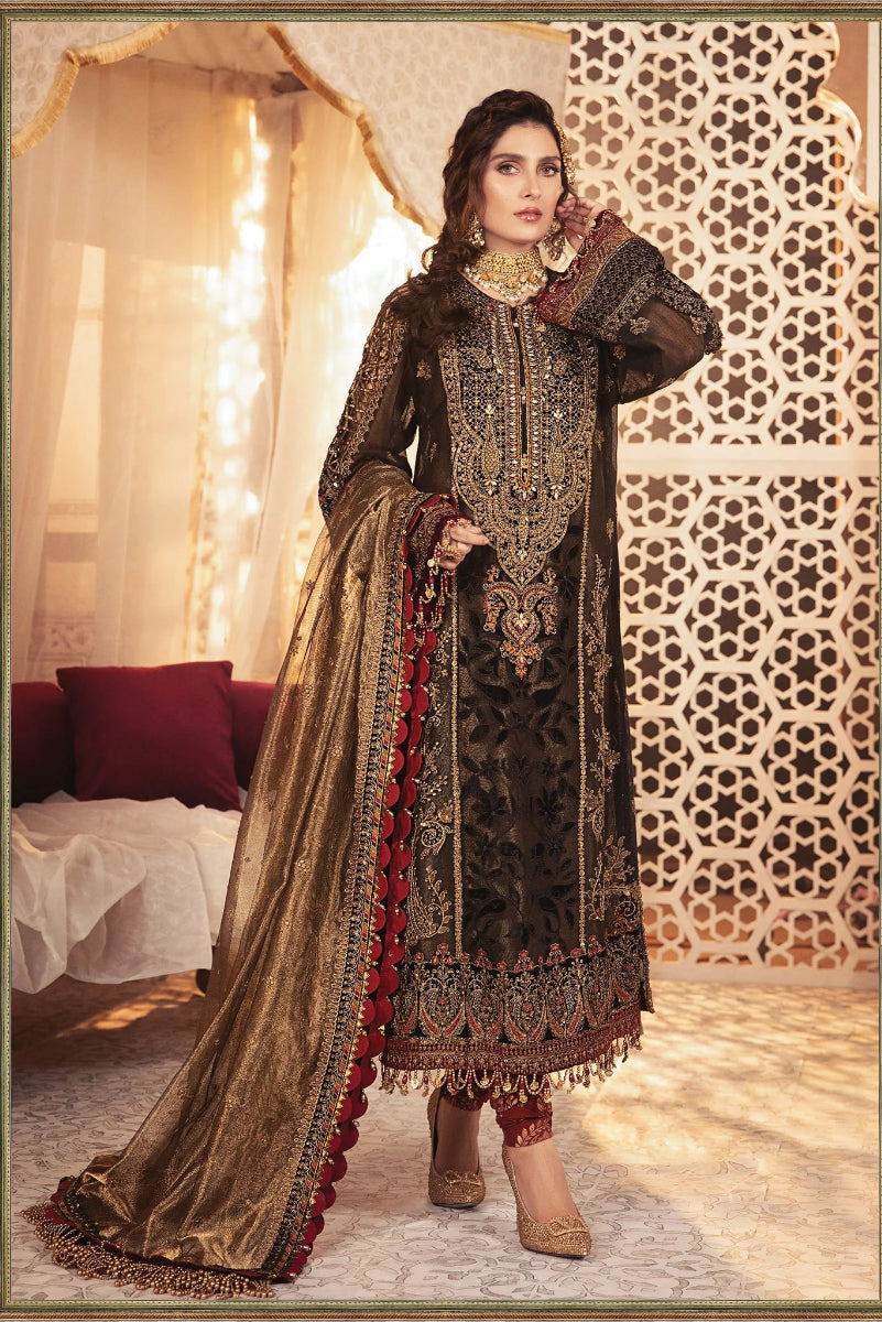 Black and Gold Heavy Embroidered Masoori Luxury Suit |Ready to Wear
