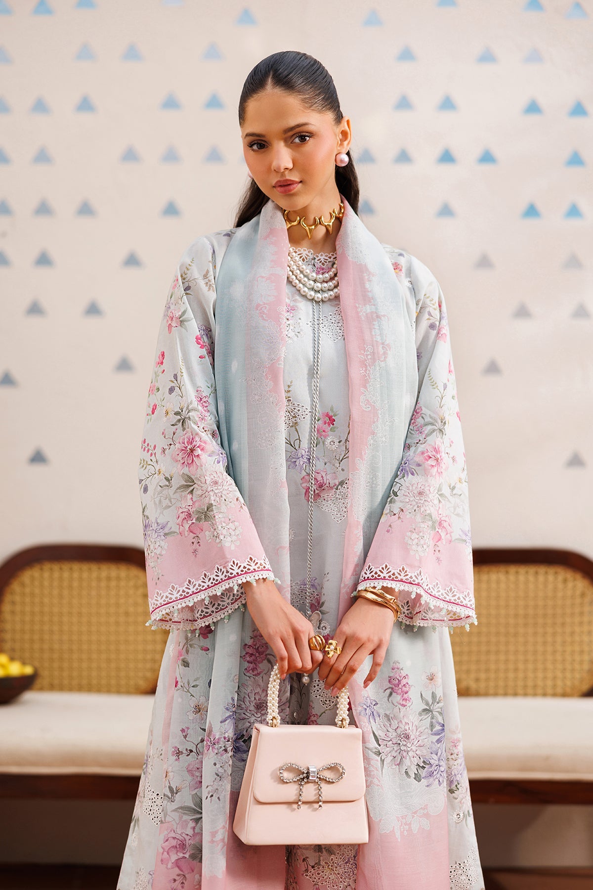 Mint Green Embroidered Shifli Lawn Suit |Ready to Wear