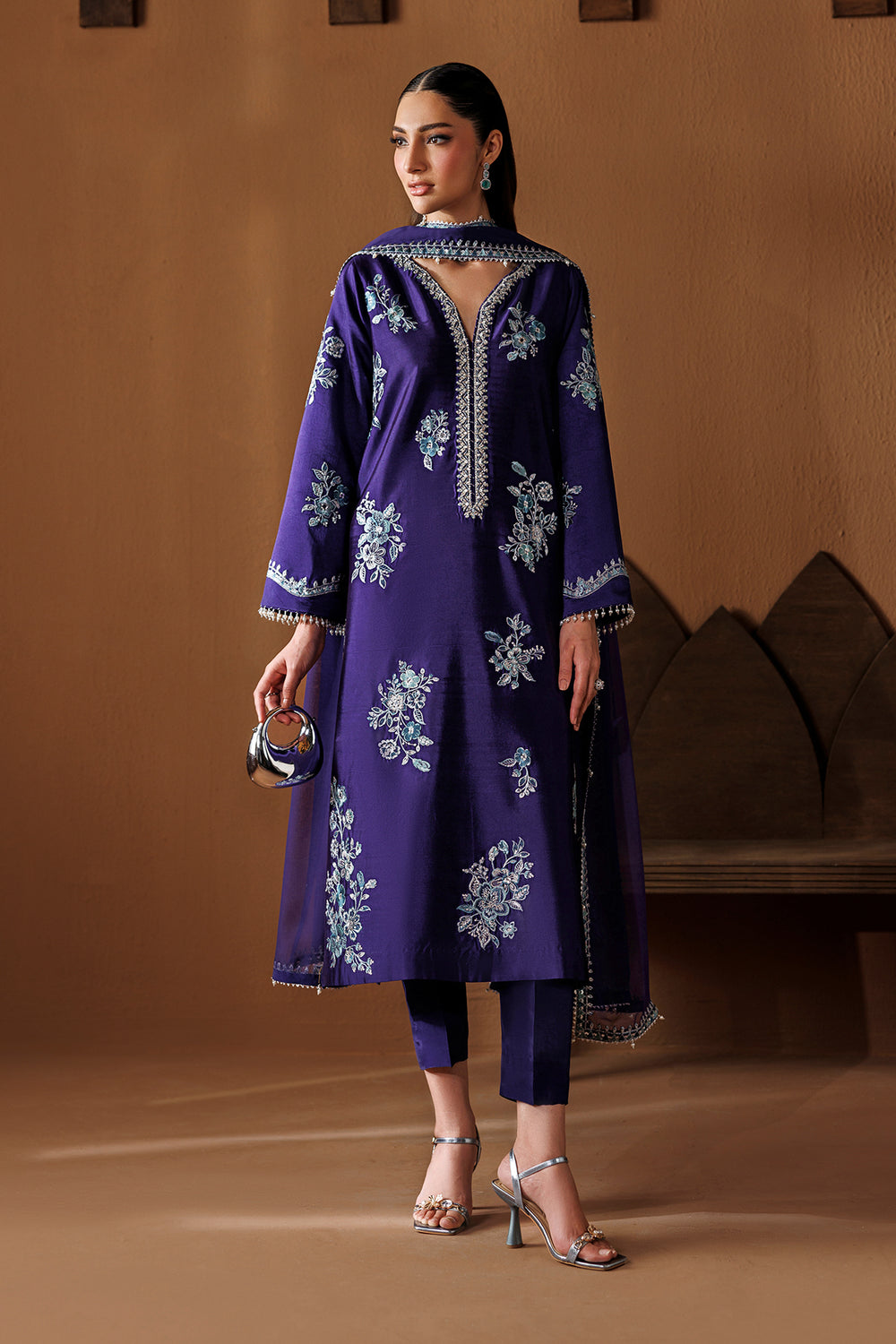 Deep Purple Embroidered Chiffon Suit | Ready to Wear