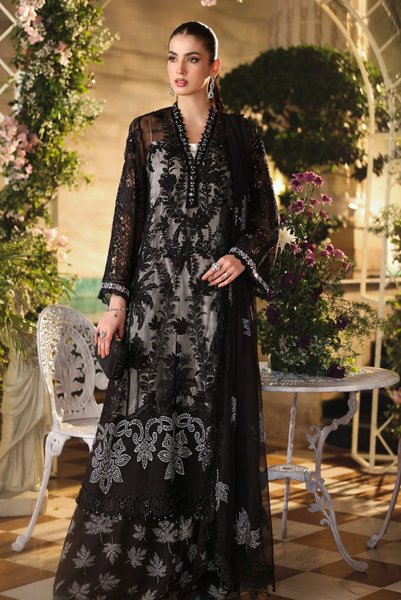 Luxury Black and Silver Embroidered Chiffon Suit with Adda Work |RTW