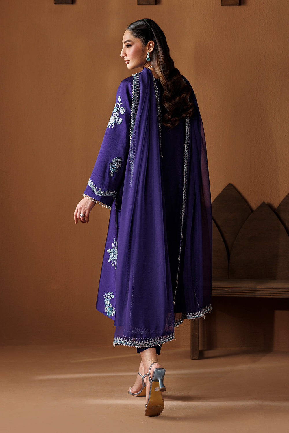 Deep Purple Embroidered Chiffon Suit | Ready to Wear