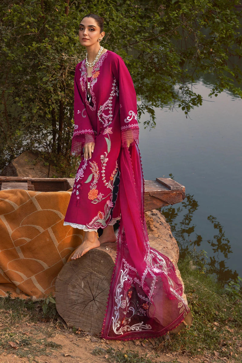 Magenta Foilwork Chikankari Lawn Suit |Ready to Wear