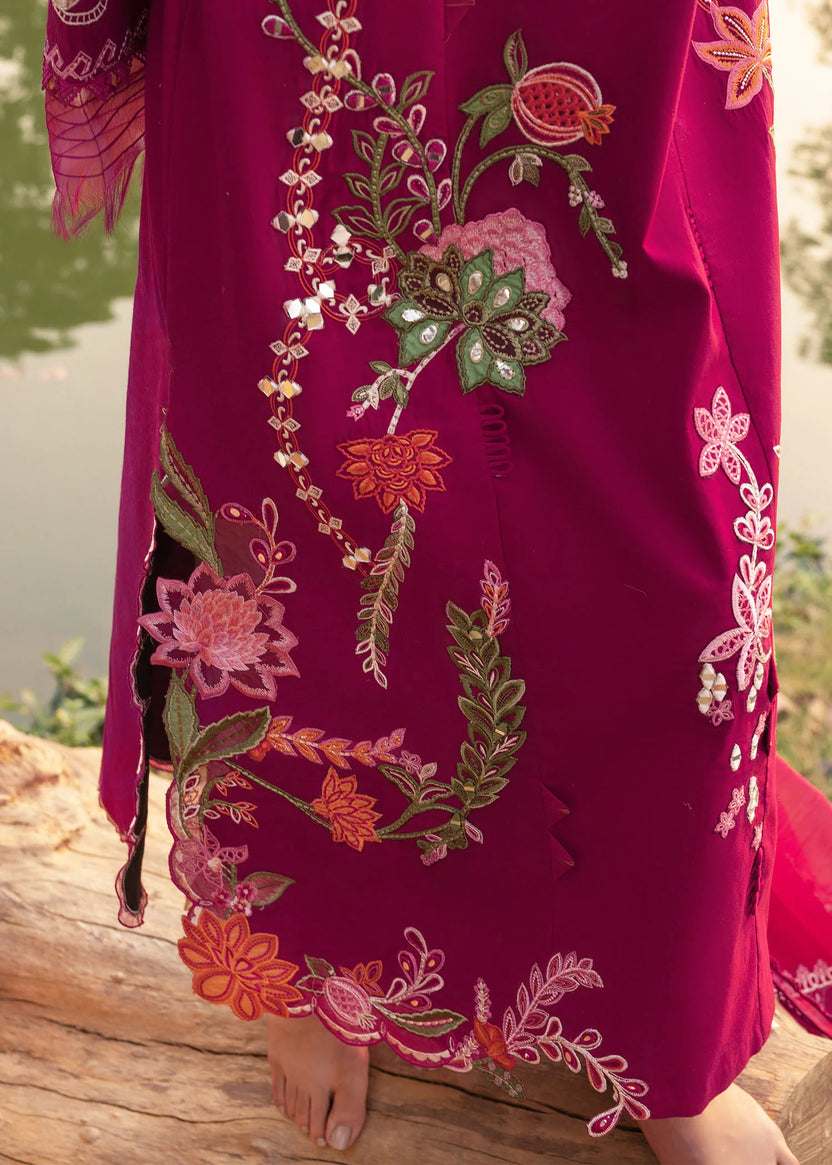 Magenta Foilwork Chikankari Lawn Suit |Ready to Wear