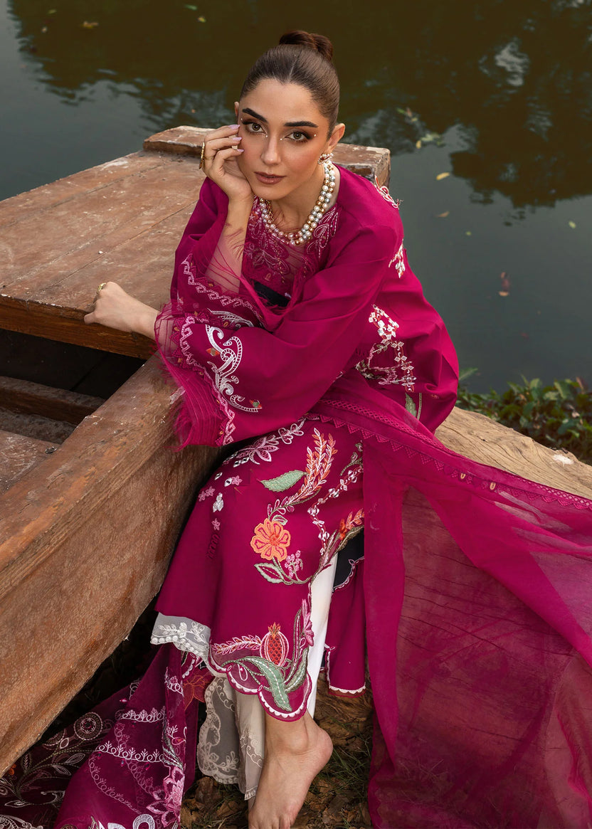 Magenta Foilwork Chikankari Lawn Suit |Ready to Wear