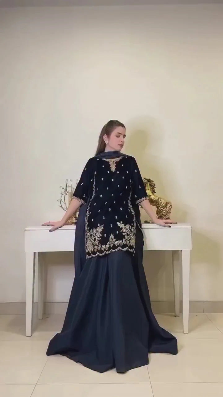 Micro Velvet 9000 Hand-Embellished Festive Suit | RTW