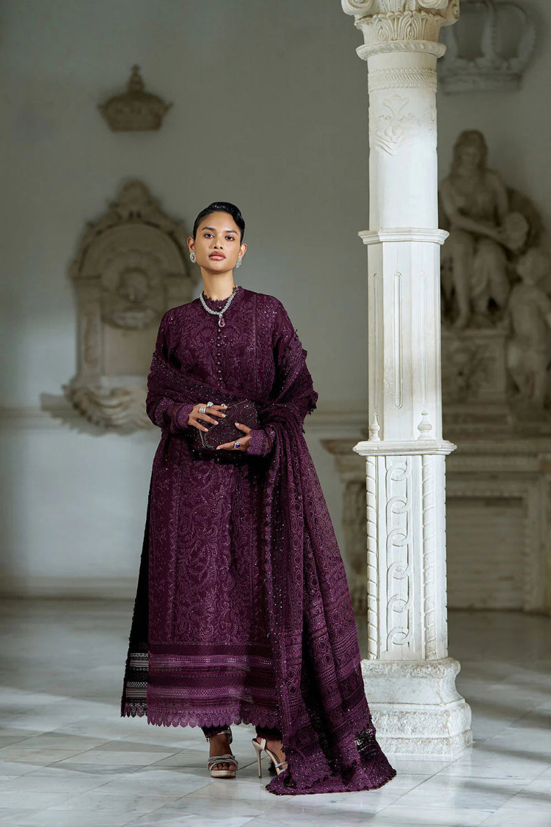 Deep Plum Elegance - Embroidered Lawn Suit | Ready To Wear