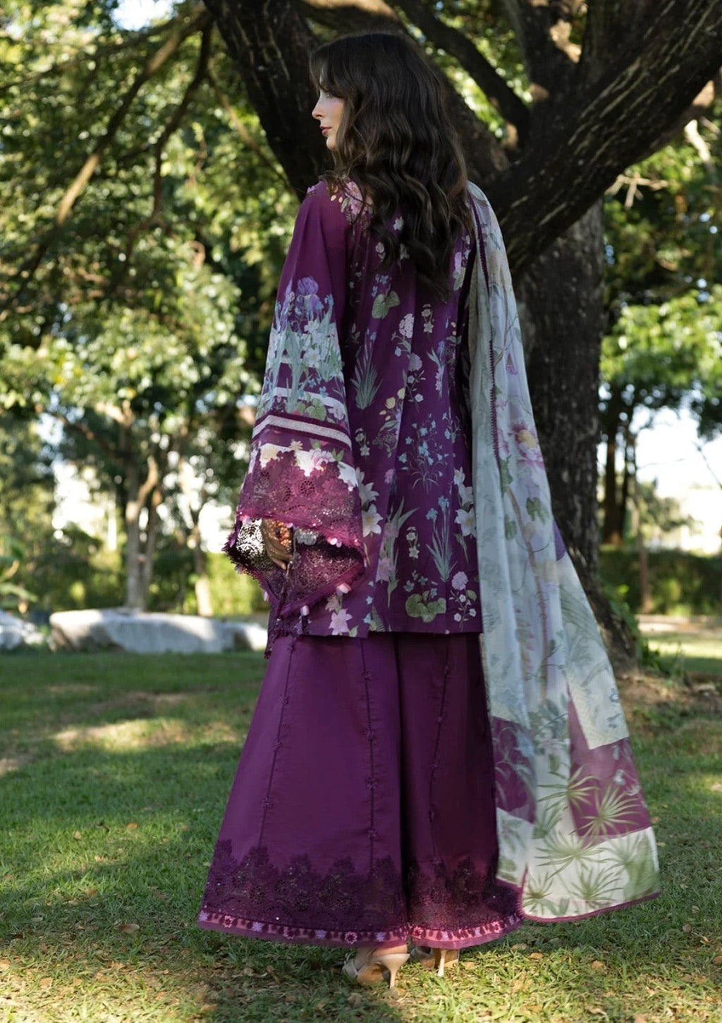 Plum Embroidered Printed Lawn Suit | Ready to Wear