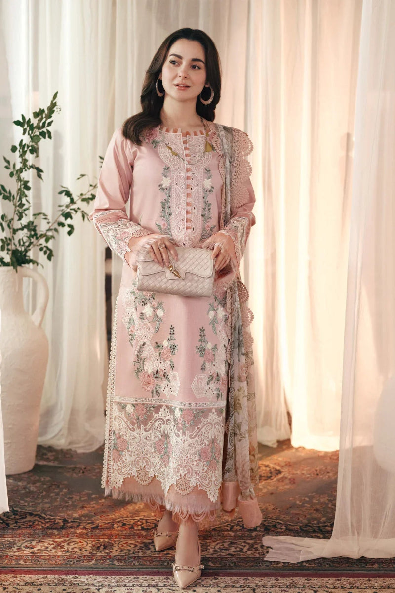 Pastel Pink Floral - 3 Piece Embroidered Suit | Ready To Wear