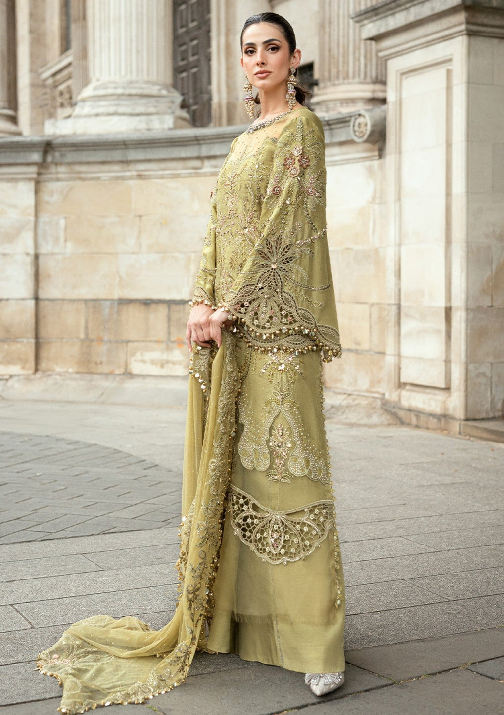 Olive Green Heavy Handwork Embroidered Luxury Suit |Ready to Wear