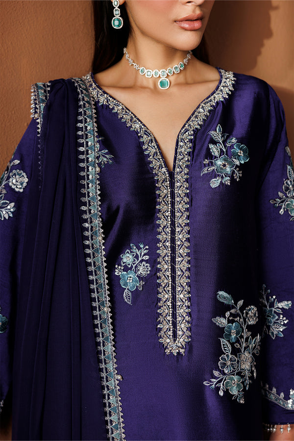 Deep Purple Embroidered Chiffon Suit | Ready to Wear