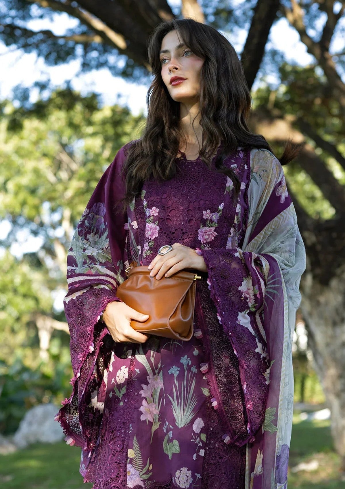 Plum Embroidered Printed Lawn Suit | Ready to Wear