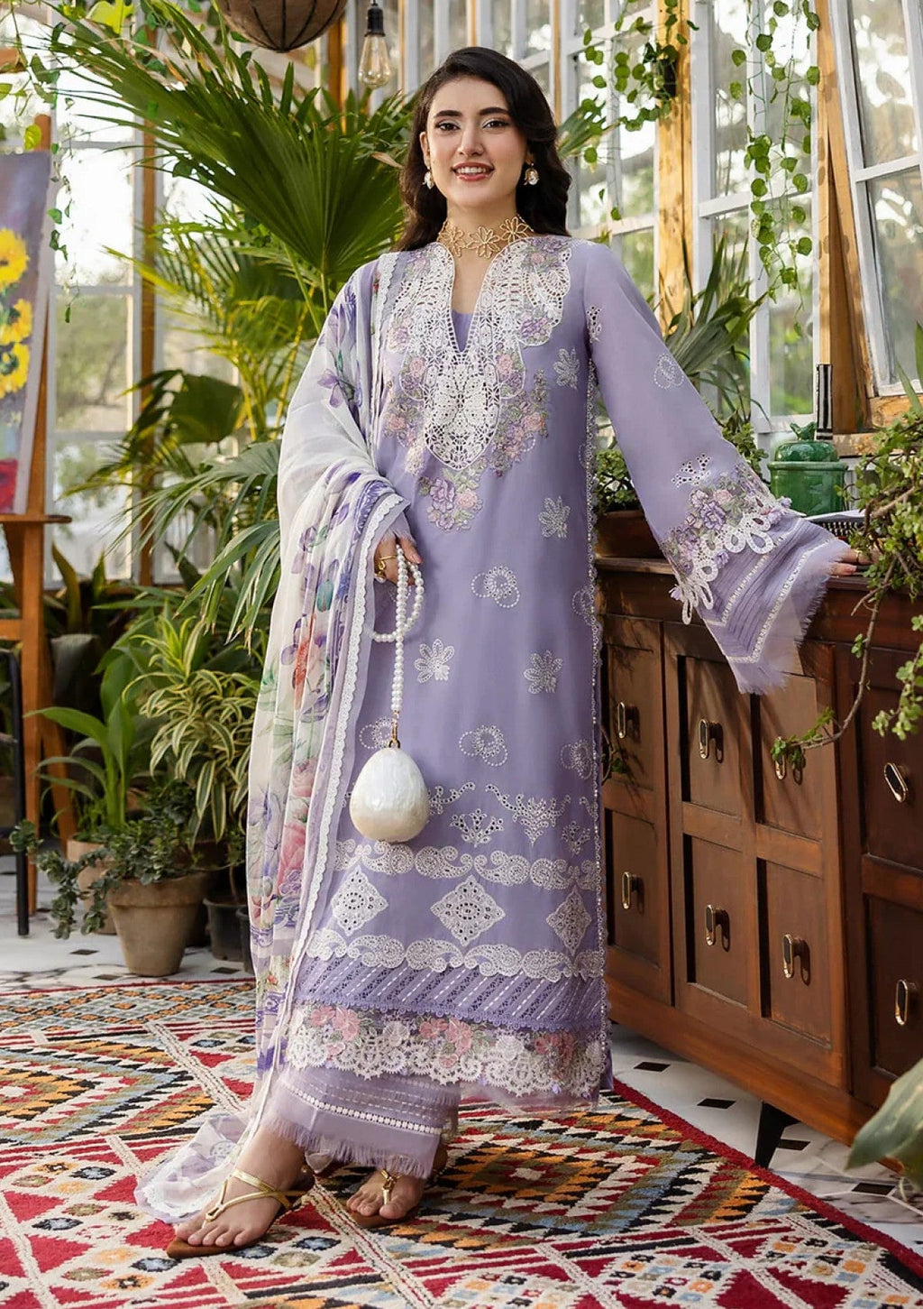 Lilac Embroidered Chikankari Lawn Suit |Ready to Wear